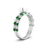 Load image into Gallery viewer, shared-prong-semi-mount-engagement-and-wedding-ring-set-with-emerald-in-FDENS3023SMGEMGR-NL-WG
