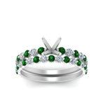 Load image into Gallery viewer, shared-prong-semi-mount-engagement-and-wedding-ring-set-with-emerald-in-FDENS3023SMGEMGR-NL-WG
