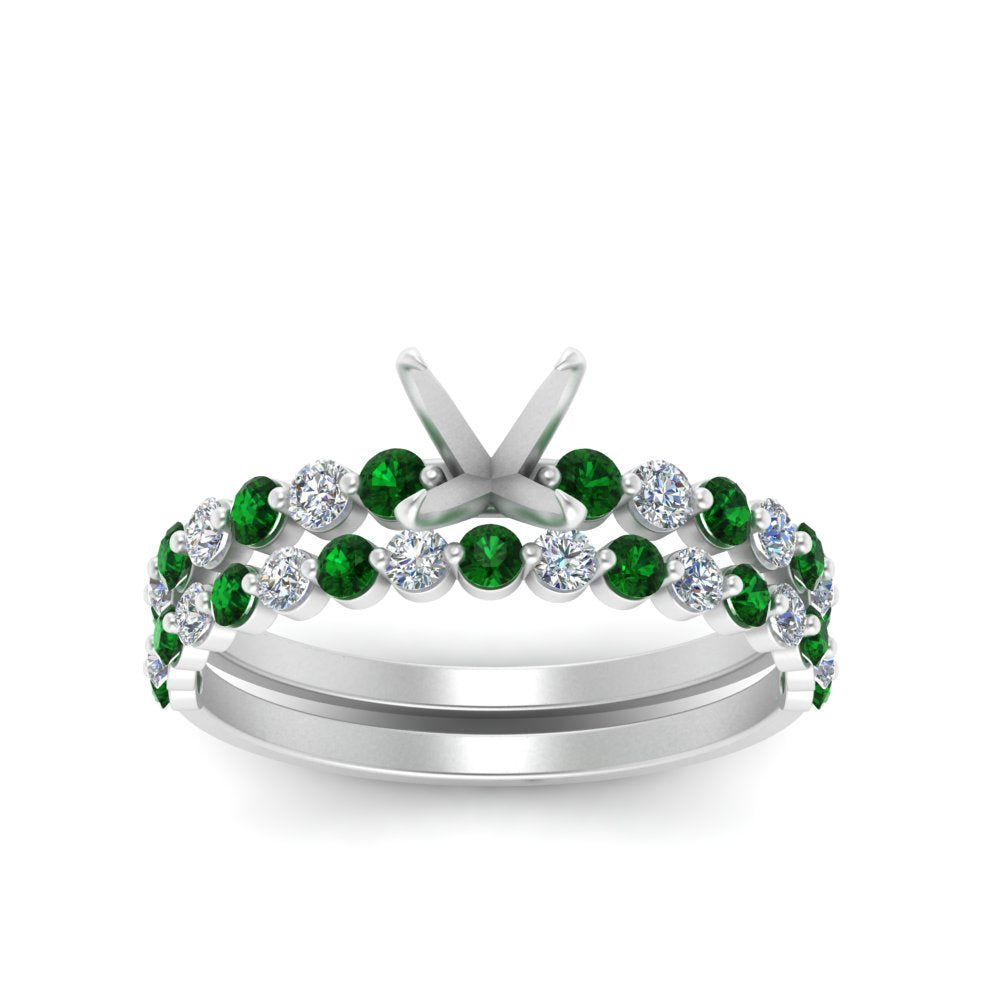 shared-prong-semi-mount-engagement-and-wedding-ring-set-with-emerald-in-FDENS3023SMGEMGR-NL-WG