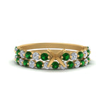 Load image into Gallery viewer, shared-prong-semi-mount-engagement-and-wedding-ring-set-with-emerald-in-FDENS3023SMGEMGR-NL-YG
