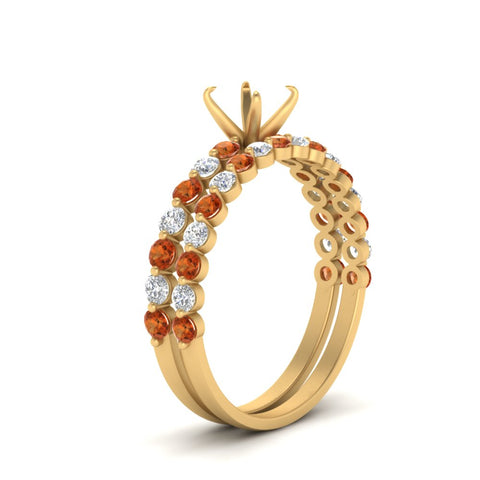 shared-prong-semi-mount-engagement-and-wedding-ring-set-with-orange-sapphire-in-FDENS3023SMGSAOR-NL-YG
