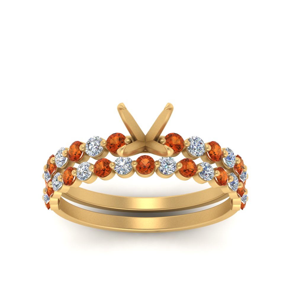shared-prong-semi-mount-engagement-and-wedding-ring-set-with-orange-sapphire-in-FDENS3023SMGSAOR-NL-YG