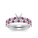 Load image into Gallery viewer, shared-prong-semi-mount-engagement-and-wedding-ring-set-with-pink-sapphire-in-FDENS3023SMGSADRPI-NL-WG
