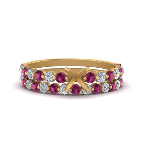 shared-prong-semi-mount-engagement-and-wedding-ring-set-with-pink-sapphire-in-FDENS3023SMGSADRPI-NL-YG