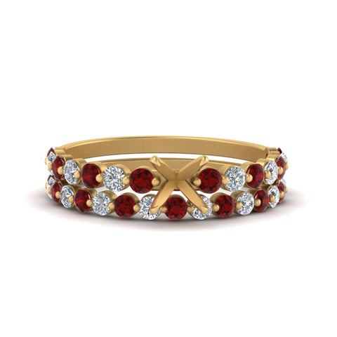 shared-prong-semi-mount-engagement-and-wedding-ring-set-with-ruby-in-FDENS3023SMGRUDR-NL-YG