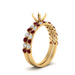 Load image into Gallery viewer, shared-prong-semi-mount-engagement-and-wedding-ring-set-with-ruby-in-FDENS3023SMGRUDR-NL-YG
