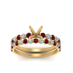 Load image into Gallery viewer, shared-prong-semi-mount-engagement-and-wedding-ring-set-with-ruby-in-FDENS3023SMGRUDR-NL-YG

