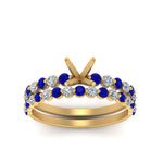Load image into Gallery viewer, shared-prong-semi-mount-engagement-and-wedding-ring-set-with-sapphire-in-FDENS3023SMGSABL-NL-YG
