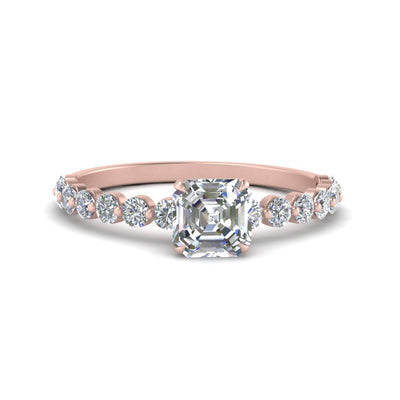 Shared Prong Asscher Cut Thin Engagement Ring