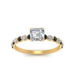 Load image into Gallery viewer, shared-prong-thin-asscher-engagement-ring-with-black-diamond-in-FDENS3023ASRGBLACK-NL-YG
