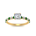 Load image into Gallery viewer, shared-prong-thin-asscher-engagement-ring-with-emerald-in-FDENS3023ASRGEMGR-NL-YG
