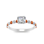 Load image into Gallery viewer, shared-prong-thin-asscher-engagement-ring-with-orange-sapphire-in-FDENS3023ASRGSAOR-NL-WG

