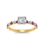 Load image into Gallery viewer, shared-prong-thin-asscher-engagement-ring-with-pink-sapphire-in-FDENS3023ASRGSADRPI-NL-YG
