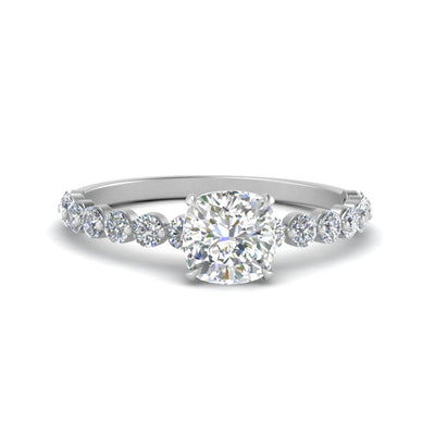 Lab Diamond Brilliant Cushion Cut Shared Prong Thin Engagement Ring