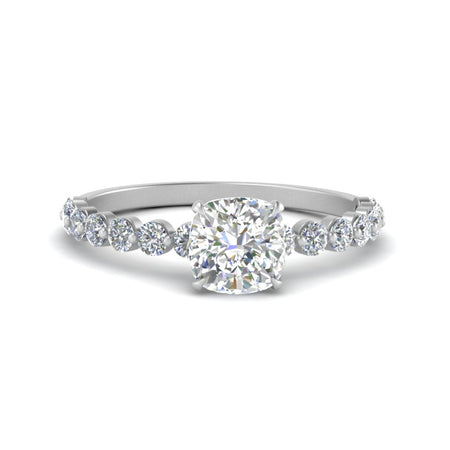 Lab Diamond Brilliant Cushion Cut Shared Prong Thin Engagement Ring