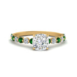 Load image into Gallery viewer, shared-prong-thin-cushion-engagement-ring-with-emerald-in-FDENS3023CURGEMGR-NL-YG
