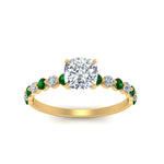 Load image into Gallery viewer, shared-prong-thin-cushion-engagement-ring-with-emerald-in-FDENS3023CURGEMGR-NL-YG
