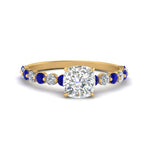 Load image into Gallery viewer, shared-prong-thin-cushion-engagement-ring-with-sapphire-in-FDENS3023CURGSABL-NL-YG
