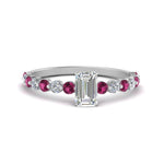 Load image into Gallery viewer, shared-prong-thin-emerald-cut-engagement-ring-with-pink-sapphire-in-FDENS3023EMRGSADRPI-NL-WG
