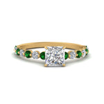 Load image into Gallery viewer, shared-prong-thin-princess-cut-engagement-ring-with-emerald-in-FDENS3023PRRGEMGR-NL-YG
