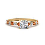 Load image into Gallery viewer, shared-prong-thin-princess-cut-engagement-ring-with-orange-sapphire-in-FDENS3023PRRGSAOR-NL-YG
