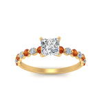 Load image into Gallery viewer, shared-prong-thin-princess-cut-engagement-ring-with-orange-sapphire-in-FDENS3023PRRGSAOR-NL-YG
