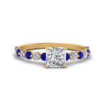 Load image into Gallery viewer, shared-prong-thin-princess-cut-engagement-ring-with-sapphire-in-FDENS3023PRRGSABL-NL-YG
