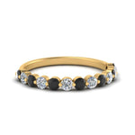 Load image into Gallery viewer, shared-single-prong-half-way-wedding-band-with-black-diamond-in-yellow-gold-FD9478B(0.50ct)GBLACK-NL-YG
