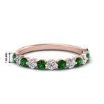 Load image into Gallery viewer, shared-single-prong-half-way-wedding-band-with-emerald-in-rose-gold-FD9478B(0.50ct)GEMGR-NL-RG
