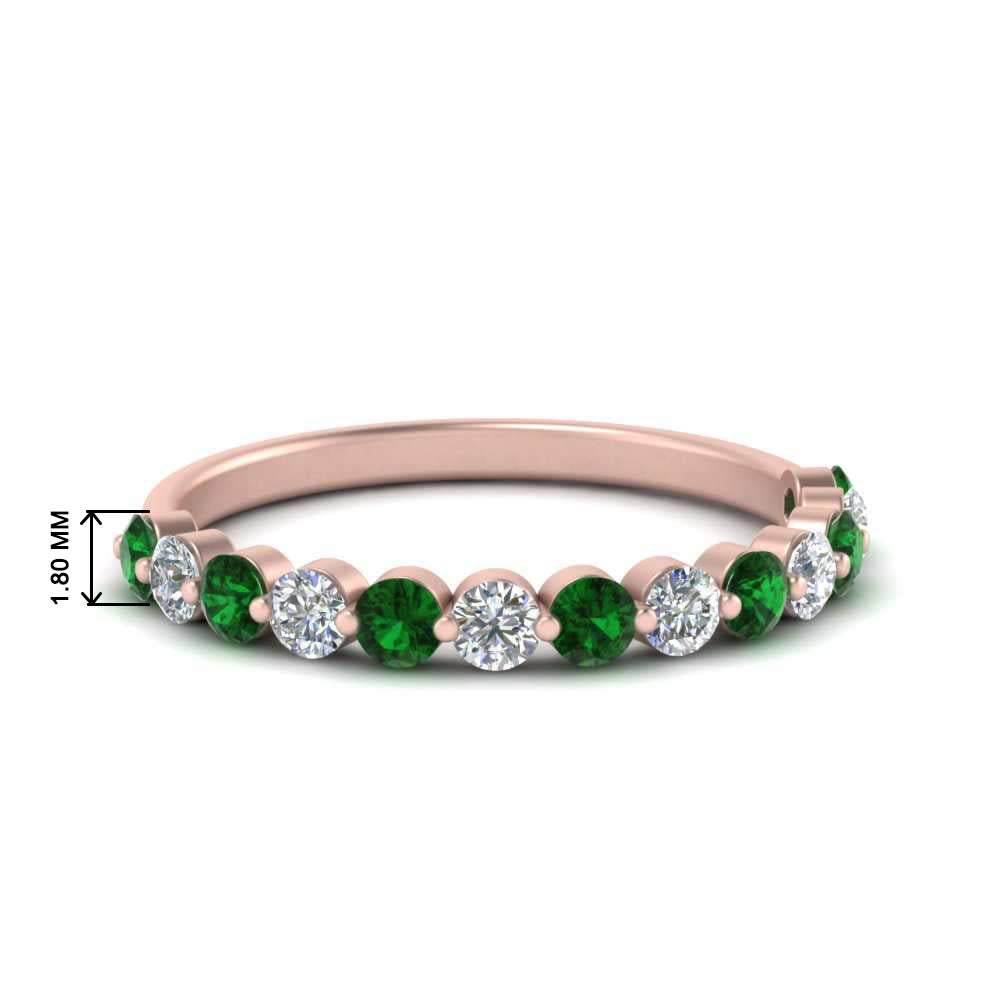 shared-single-prong-half-way-wedding-band-with-emerald-in-rose-gold-FD9478B(0.50ct)GEMGR-NL-RG
