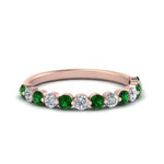 Load image into Gallery viewer, shared-single-prong-half-way-wedding-band-with-emerald-in-rose-gold-FD9478B(0.50ct)GEMGR-NL-RG
