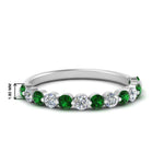 Load image into Gallery viewer, shared-single-prong-half-way-wedding-band-with-emerald-in-white-gold-FD9478B(0.50ct)GEMGR-NL-WG
