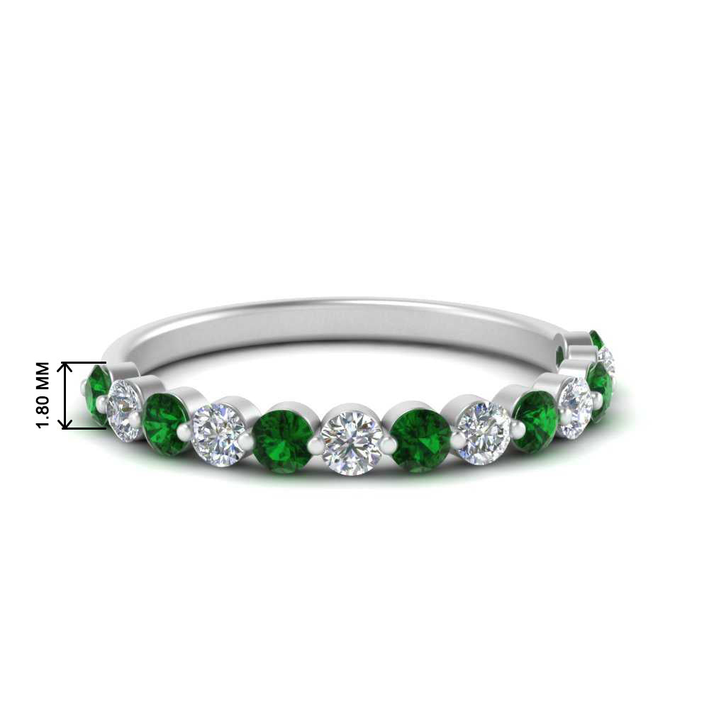 shared-single-prong-half-way-wedding-band-with-emerald-in-white-gold-FD9478B(0.50ct)GEMGR-NL-WG