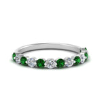 Load image into Gallery viewer, shared-single-prong-half-way-wedding-band-with-emerald-in-white-gold-FD9478B(0.50ct)GEMGR-NL-WG

