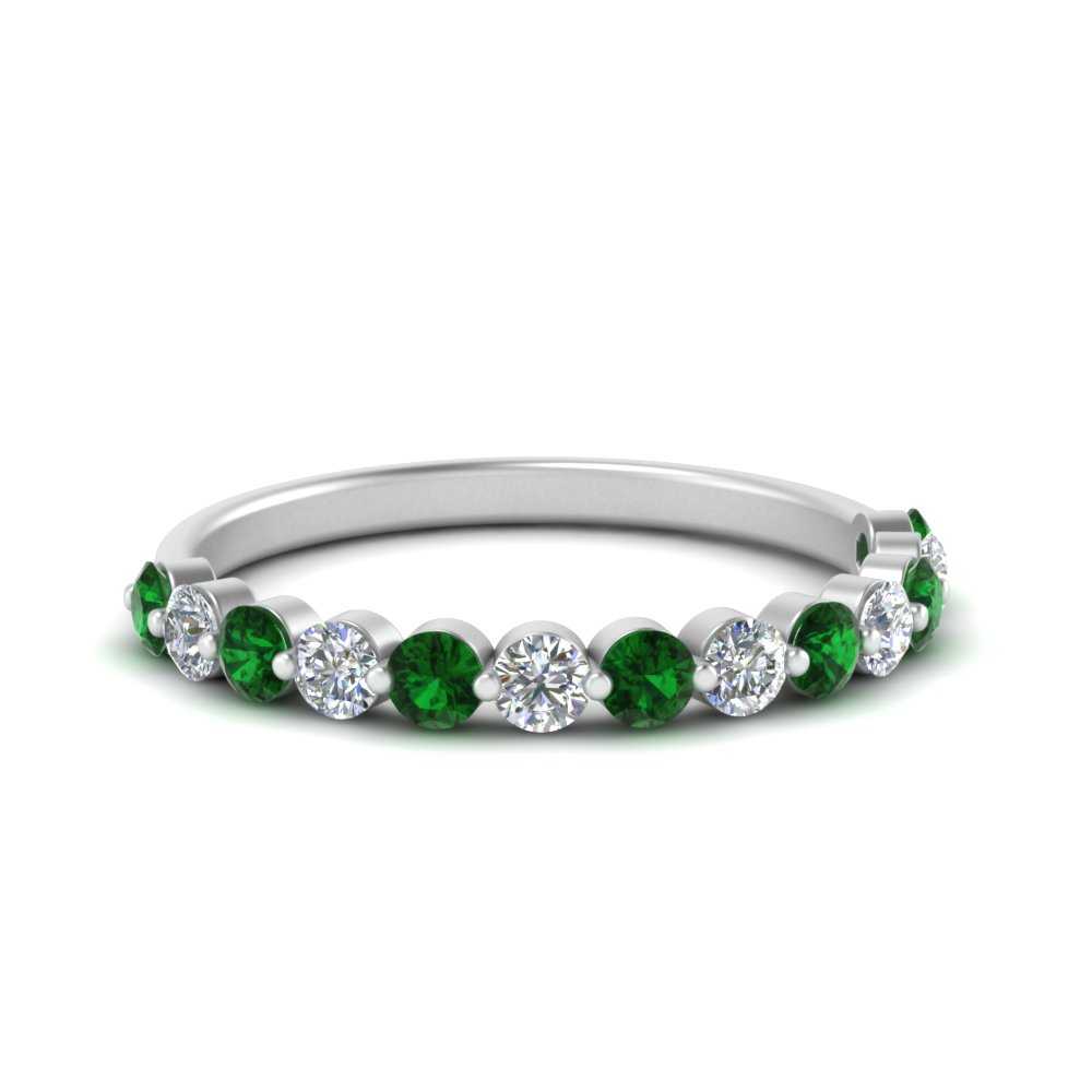 shared-single-prong-half-way-wedding-band-with-emerald-in-white-gold-FD9478B(0.50ct)GEMGR-NL-WG