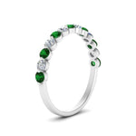 Load image into Gallery viewer, shared-single-prong-half-way-wedding-band-with-emerald-in-white-gold-FD9478B(0.50ct)GEMGR-NL-WG
