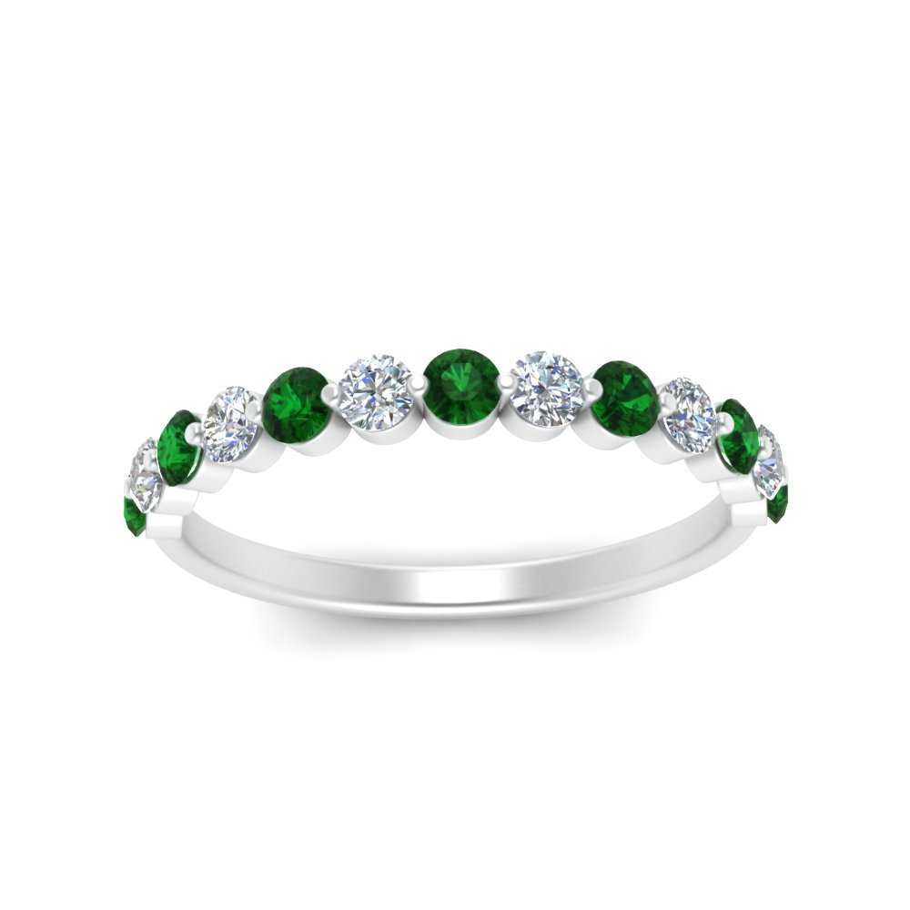 shared-single-prong-half-way-wedding-band-with-emerald-in-white-gold-FD9478B(0.50ct)GEMGR-NL-WG
