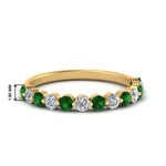 Load image into Gallery viewer, shared-single-prong-half-way-wedding-band-with-emerald-in-yellow-gold-FD9478B(0.50ct)GEMGR-NL-YG
