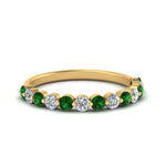 Load image into Gallery viewer, shared-single-prong-half-way-wedding-band-with-emerald-in-yellow-gold-FD9478B(0.50ct)GEMGR-NL-YG
