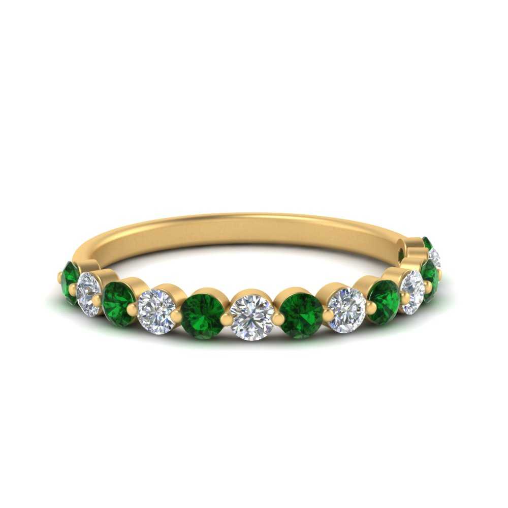 shared-single-prong-half-way-wedding-band-with-emerald-in-yellow-gold-FD9478B(0.50ct)GEMGR-NL-YG
