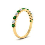 Load image into Gallery viewer, shared-single-prong-half-way-wedding-band-with-emerald-in-yellow-gold-FD9478B(0.50ct)GEMGR-NL-YG
