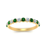 Load image into Gallery viewer, shared-single-prong-half-way-wedding-band-with-emerald-in-yellow-gold-FD9478B(0.50ct)GEMGR-NL-YG
