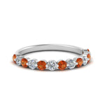Load image into Gallery viewer, shared-single-prong-half-way-wedding-band-with-orange-sapphire-in-white-gold-FD9478B(0.50ct)GSAOR-NL-WG
