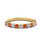 Load image into Gallery viewer, shared-single-prong-half-way-wedding-band-with-orange-sapphire-in-yellow-gold-FD9478B(0.50ct)GSAOR-NL-YG
