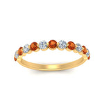 Load image into Gallery viewer, shared-single-prong-half-way-wedding-band-with-orange-sapphire-in-yellow-gold-FD9478B(0.50ct)GSAOR-NL-YG
