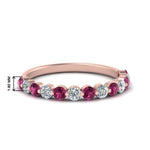 Load image into Gallery viewer, shared-single-prong-half-way-wedding-band-with-pink-sapphire-in-rose-gold-FD9478B(0.50ct)GSADRPI-NL-RG
