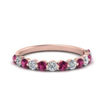 Load image into Gallery viewer, shared-single-prong-half-way-wedding-band-with-pink-sapphire-in-rose-gold-FD9478B(0.50ct)GSADRPI-NL-RG
