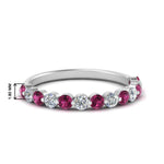 Load image into Gallery viewer, shared-single-prong-half-way-wedding-band-with-pink-sapphire-in-white-gold-FD9478B(0.50ct)GSADRPI-NL-WG
