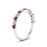 Load image into Gallery viewer, shared-single-prong-half-way-wedding-band-with-pink-sapphire-in-white-gold-FD9478B(0.50ct)GSADRPI-NL-WG
