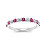 Load image into Gallery viewer, shared-single-prong-half-way-wedding-band-with-pink-sapphire-in-white-gold-FD9478B(0.50ct)GSADRPI-NL-WG
